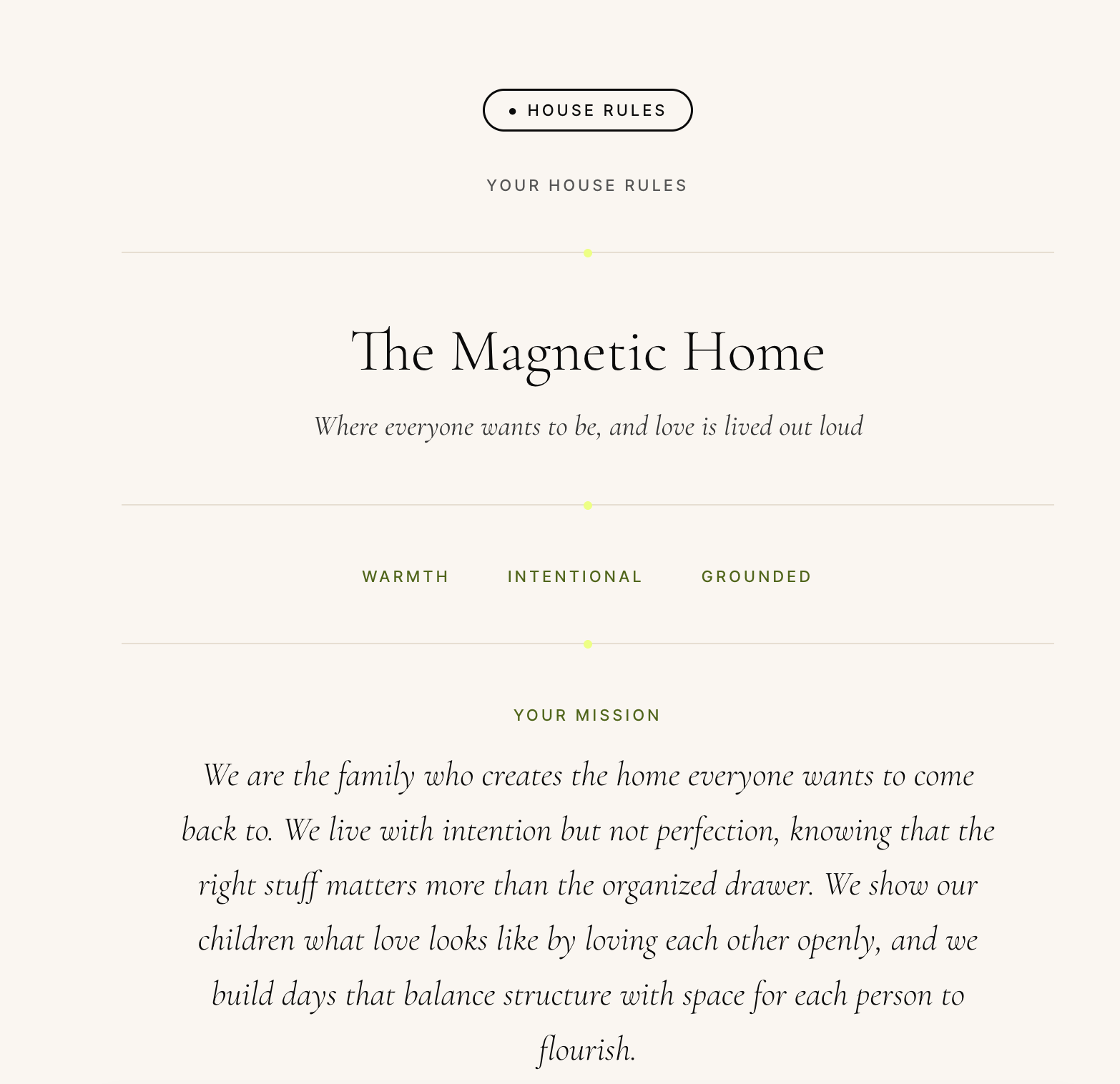 House Rules — The Magnetic Home